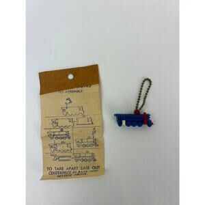 Vintage 1950s Steam Locomotive Puzzle Key Chain Toy on Original Card